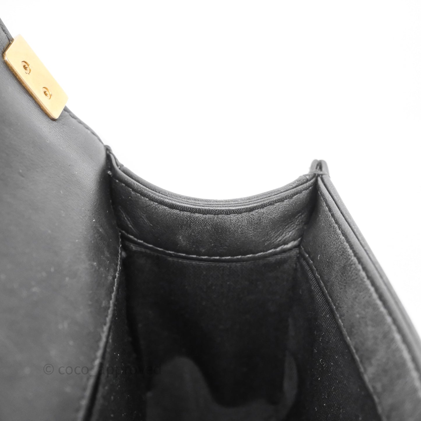 Chanel Small Boy Black Lambskin Aged Gold Hardware