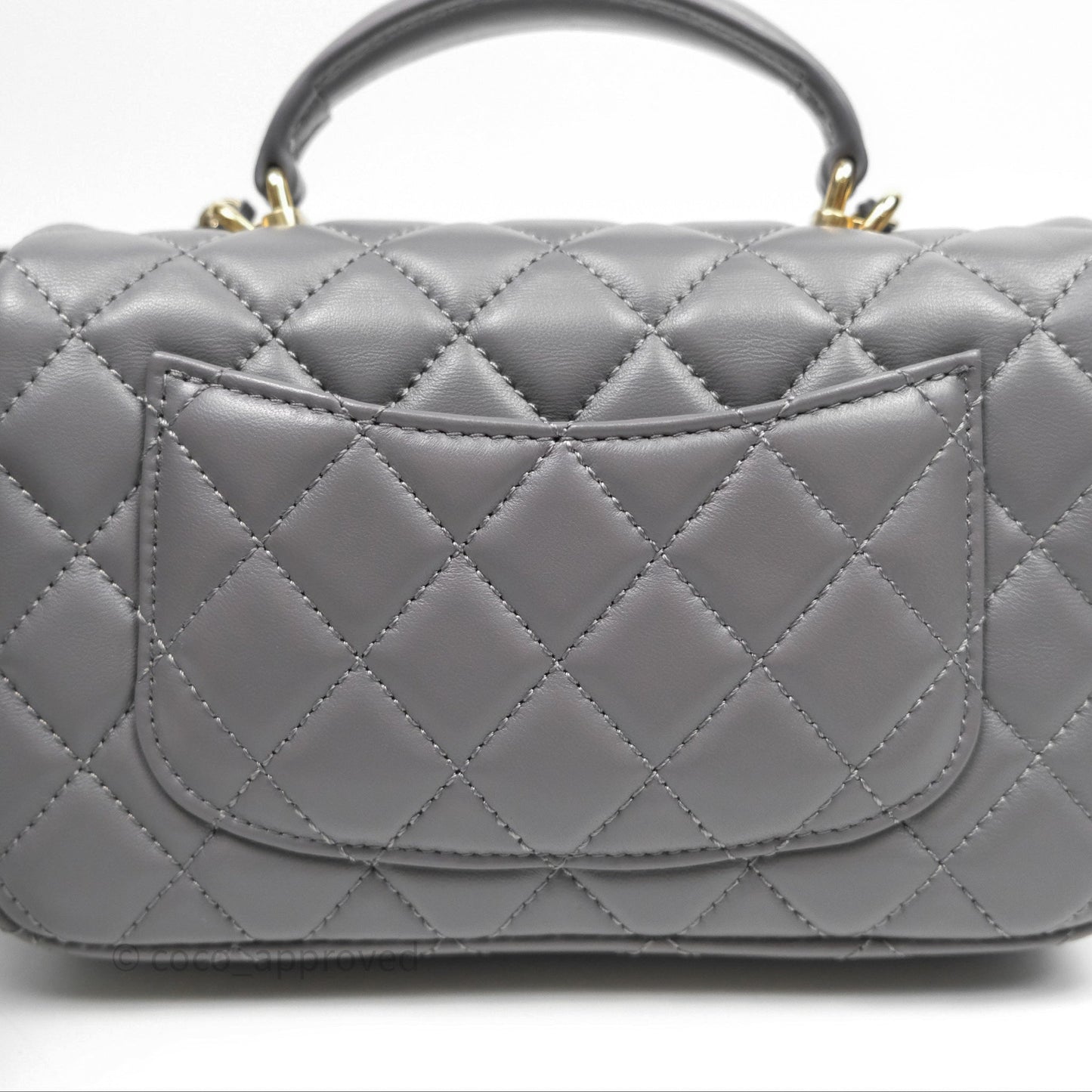Chanel Top Handle Mini Rectangular Flap Grey Lambskin Gold Hardware