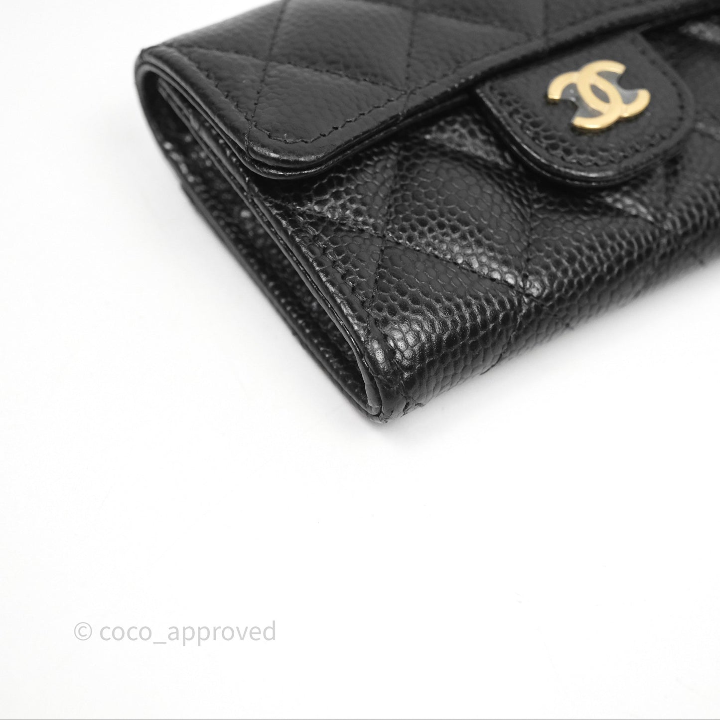Chanel Quilted Flap Card Holder Caviar Black Gold Hardware