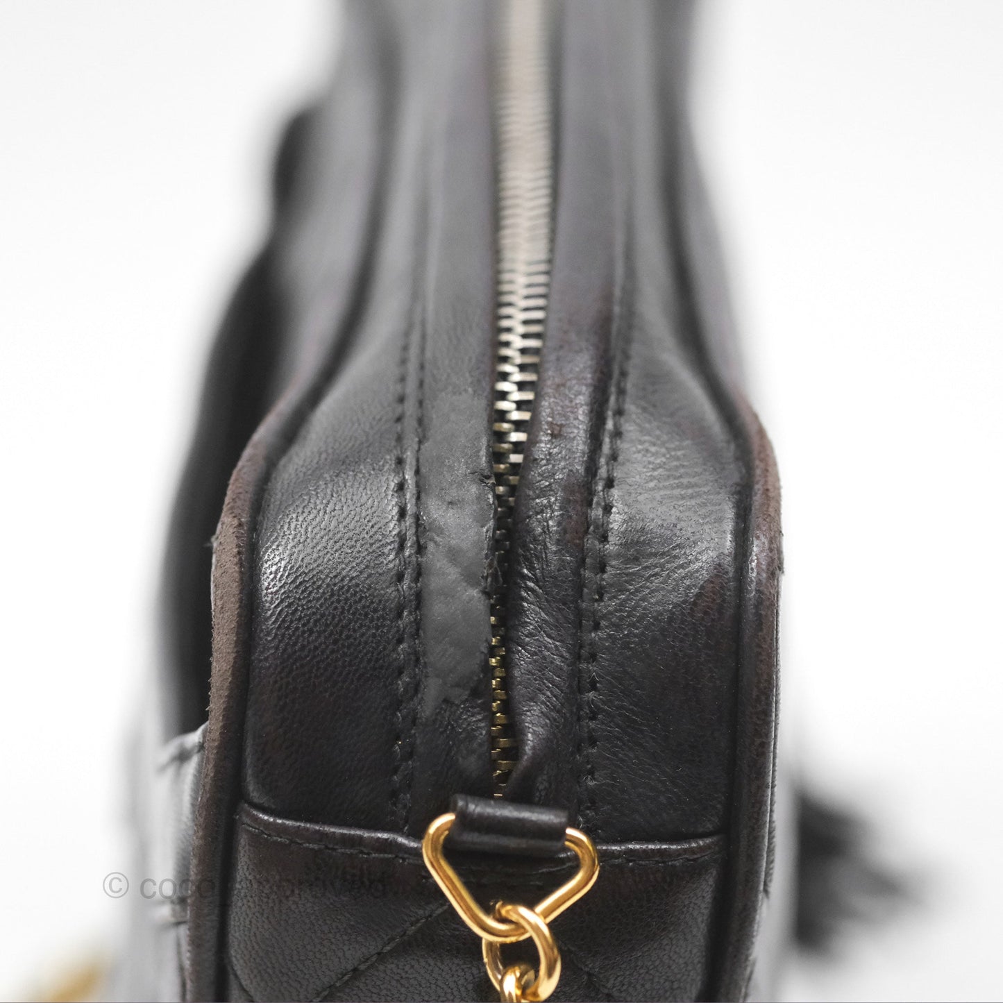 Chanel Vintage Small Camera Bag Black Lambskin Gold Hardware