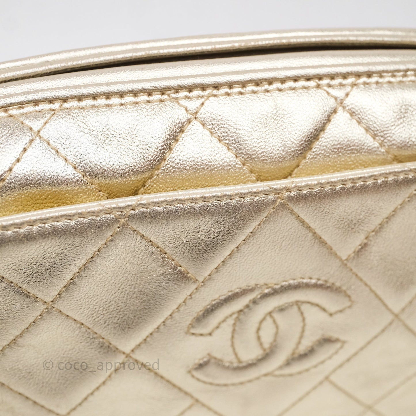 Chanel Vintage Camera Bag Gold Lambskin Gold Hardware