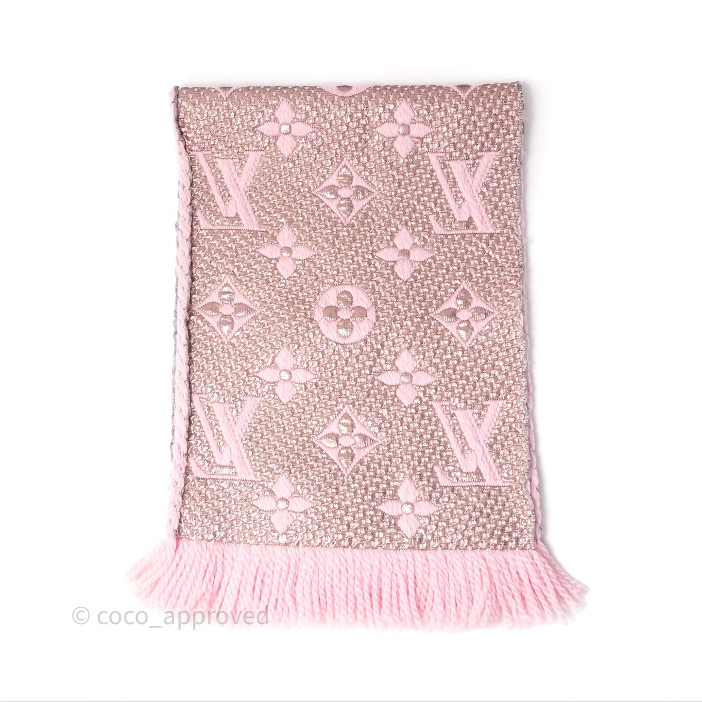 Louis Vuitton Logomania Scarf Pink Wool Silk