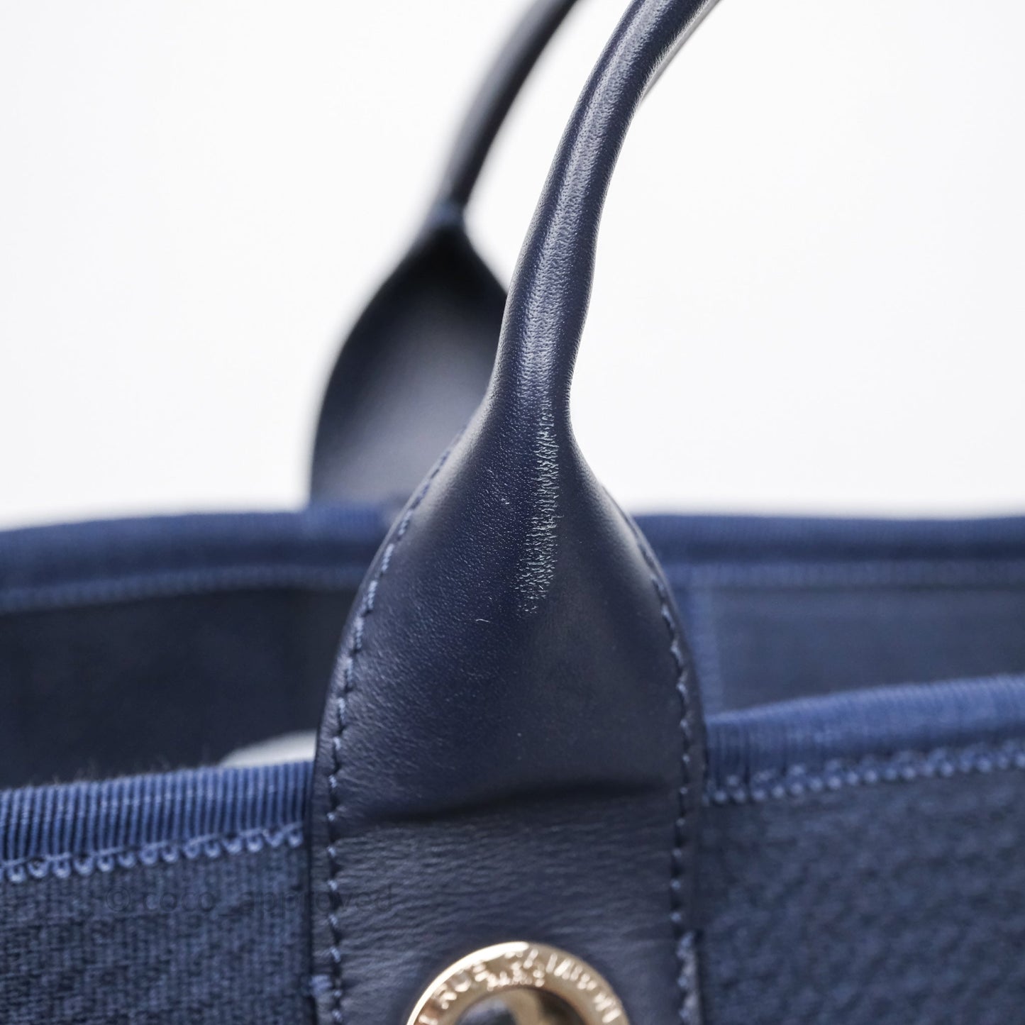 Chanel Large Deauville Navy Canvas Silver Hardware