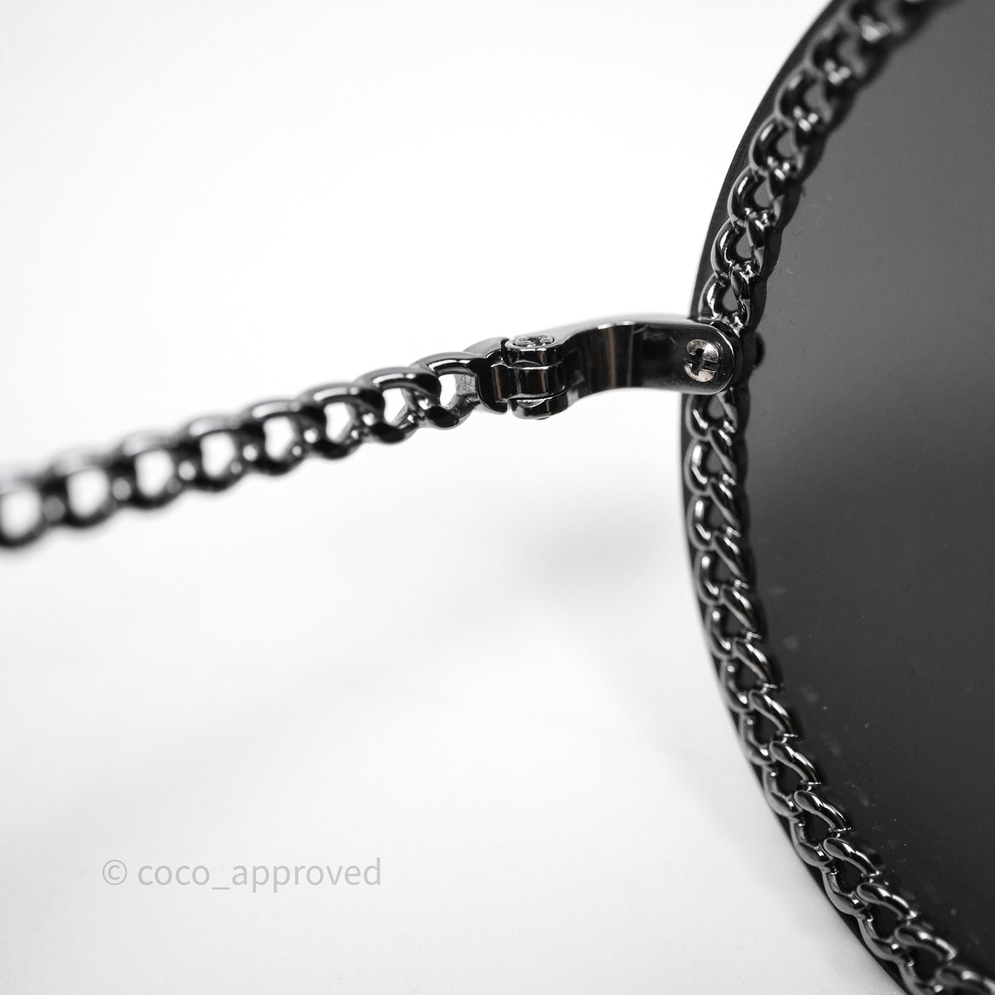 Chanel Round Sunglasses With Chain Black