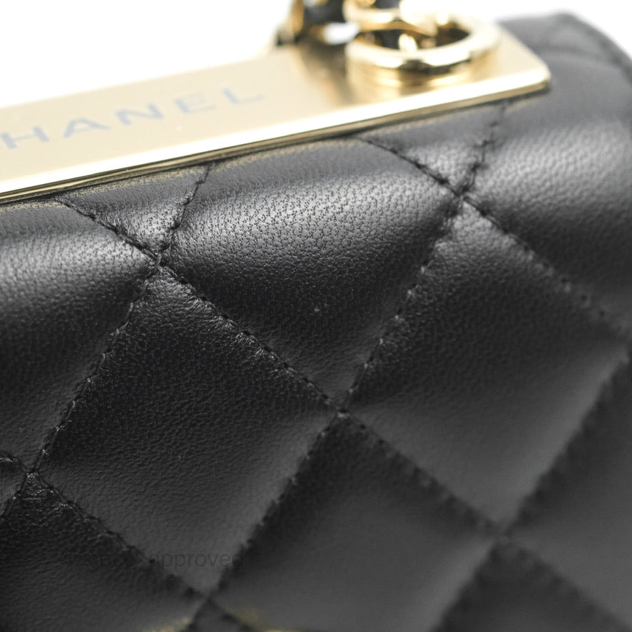 Chanel Mini Quilted Trendy CC Clutch With Chain Black Lambskin Gold Hardware