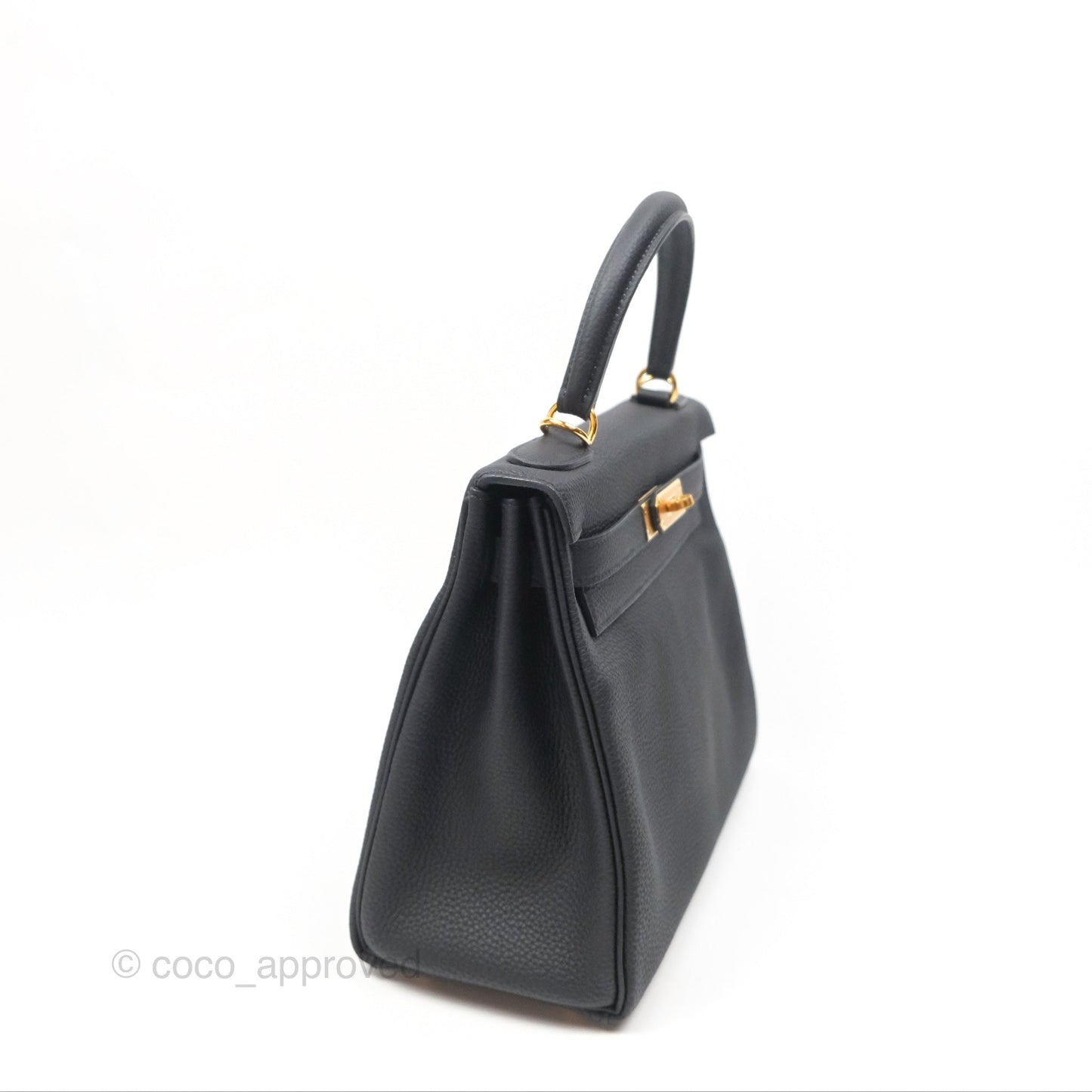 Hermès Retourne Kelly 28 Black Noir 89 Togo Gold Hardware