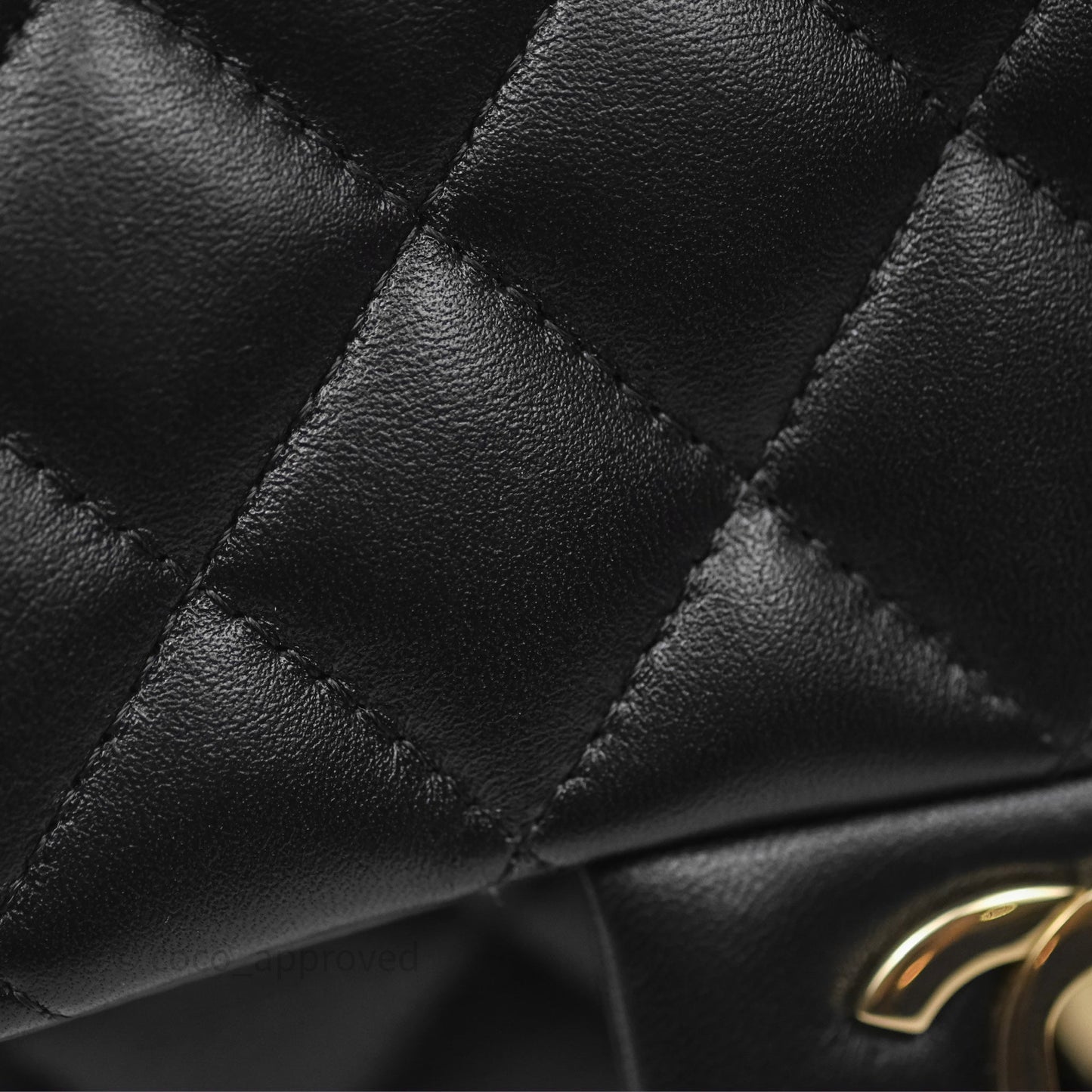 Chanel Mini Square Flap Quilted Black Lambskin Gold Hardware