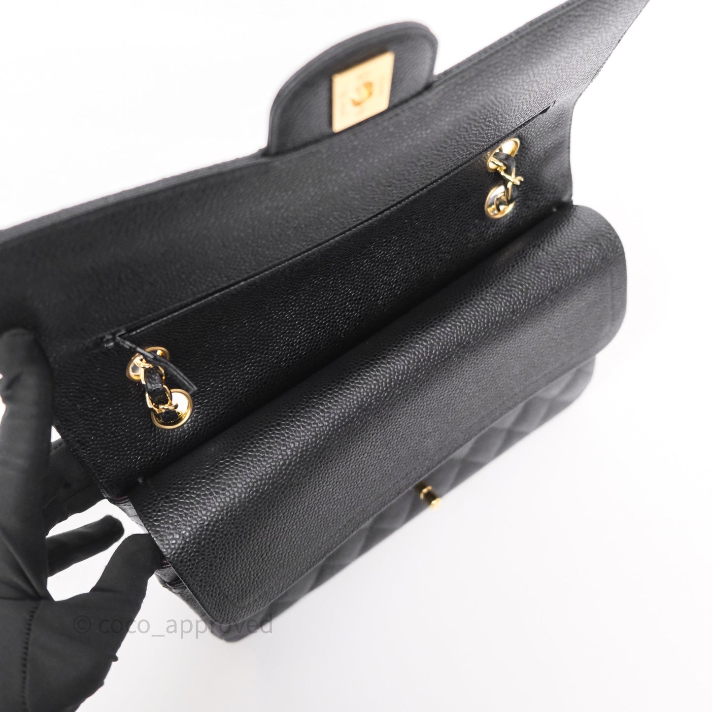 Chanel Classic M/L Medium Flap Quilted Black Caviar Gold Hardware