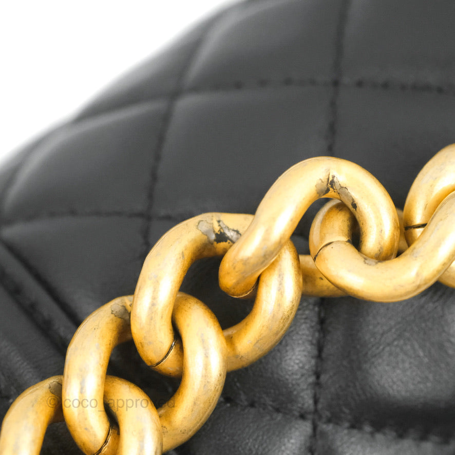Chanel Quilted Medium Boy Black Calfskin Aged Gold Hardware