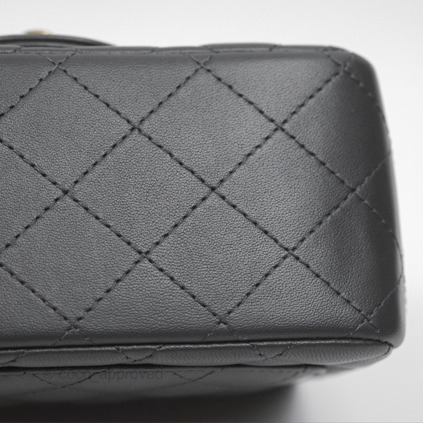 Chanel Mini Square Quilted Grey Lambskin Gold Hardware