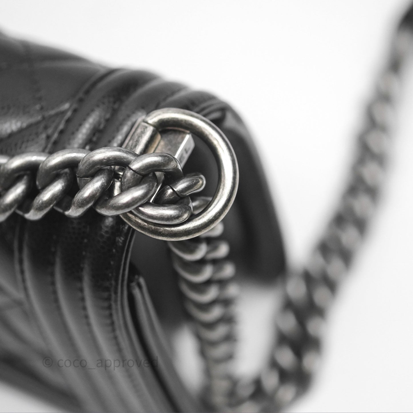Chanel Small Boy Black Caviar Ruthenium Hardware