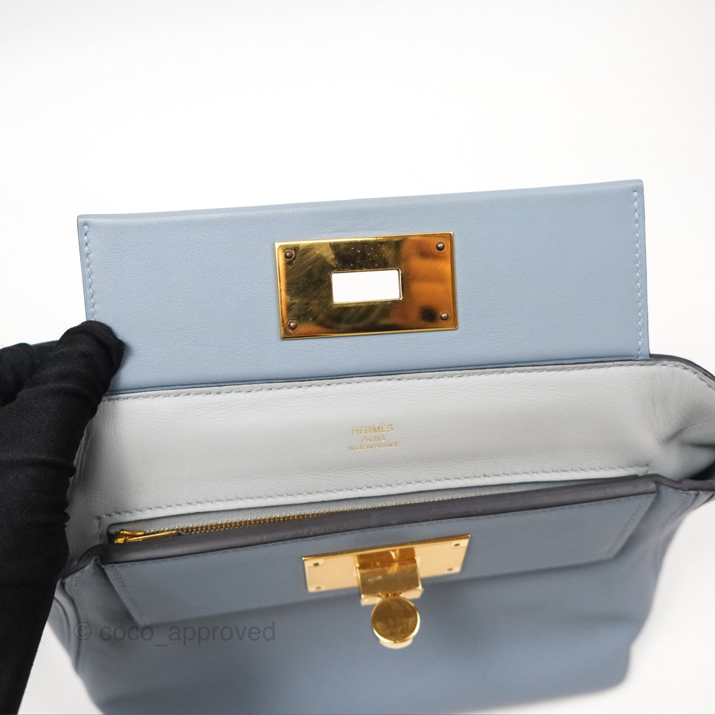 Hermès 24/24 21 Mini Bleu Lin J7 Evercolor/ Swift Gold Hardware