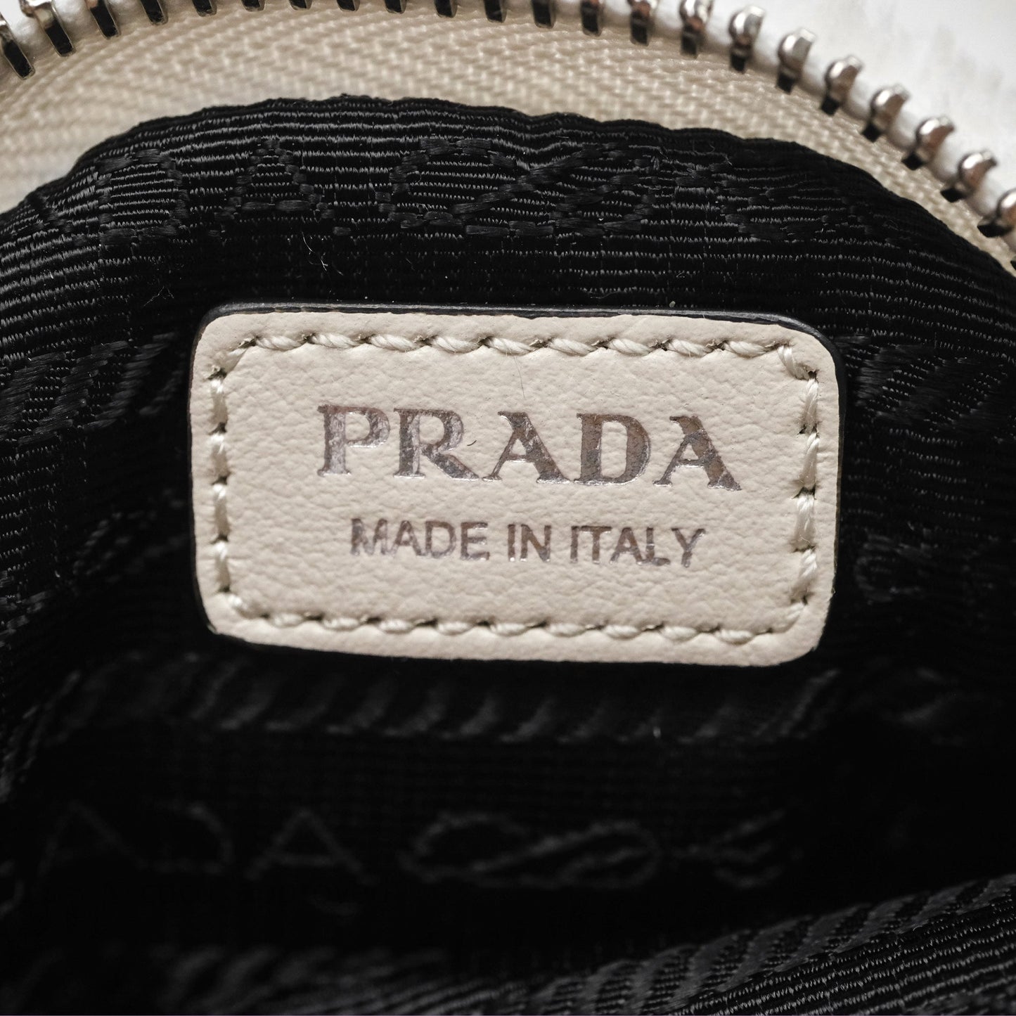 Prada Spugna Triangle White Bag