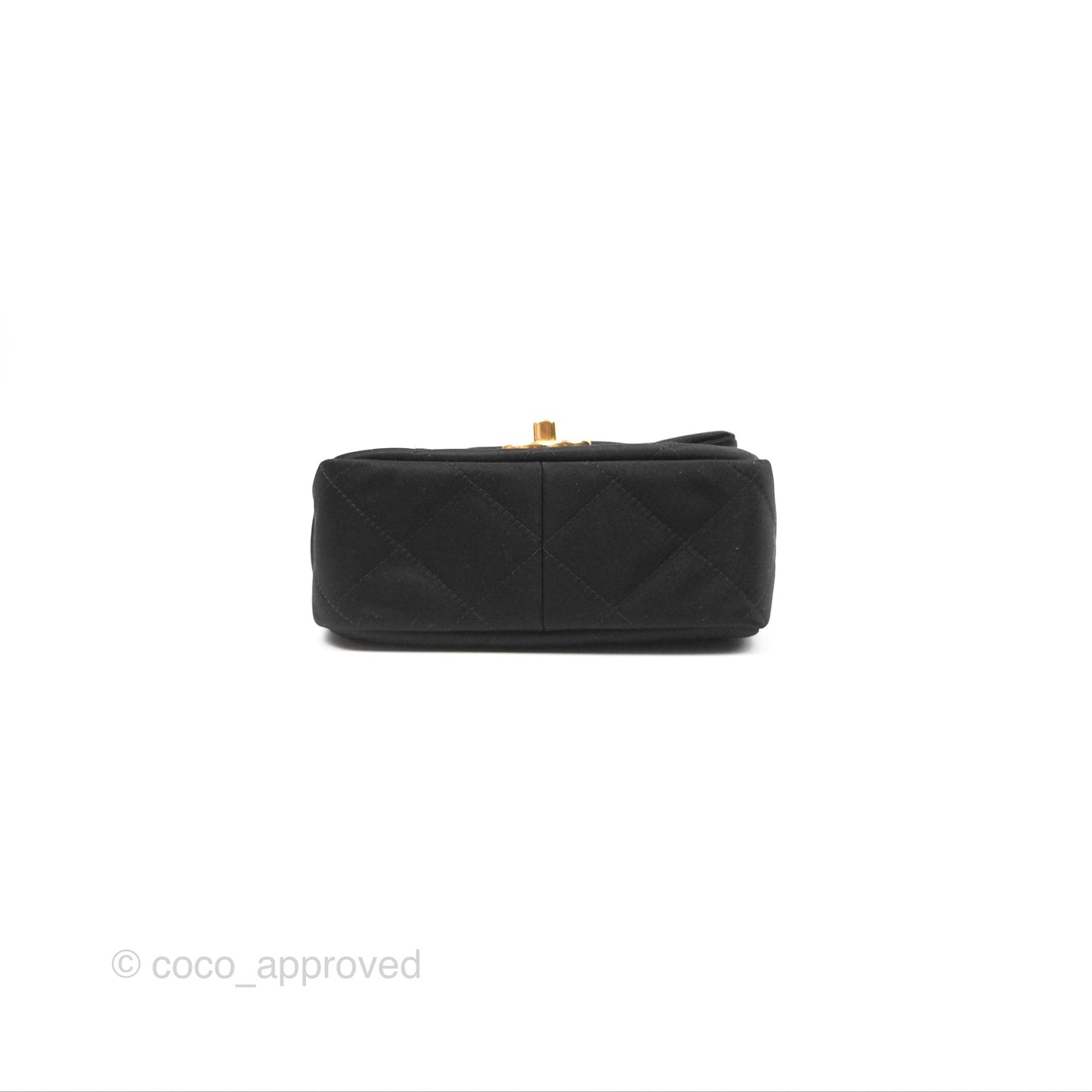 Chanel Mini Square with Crystal Top Handle Black Satin Gold Hardware