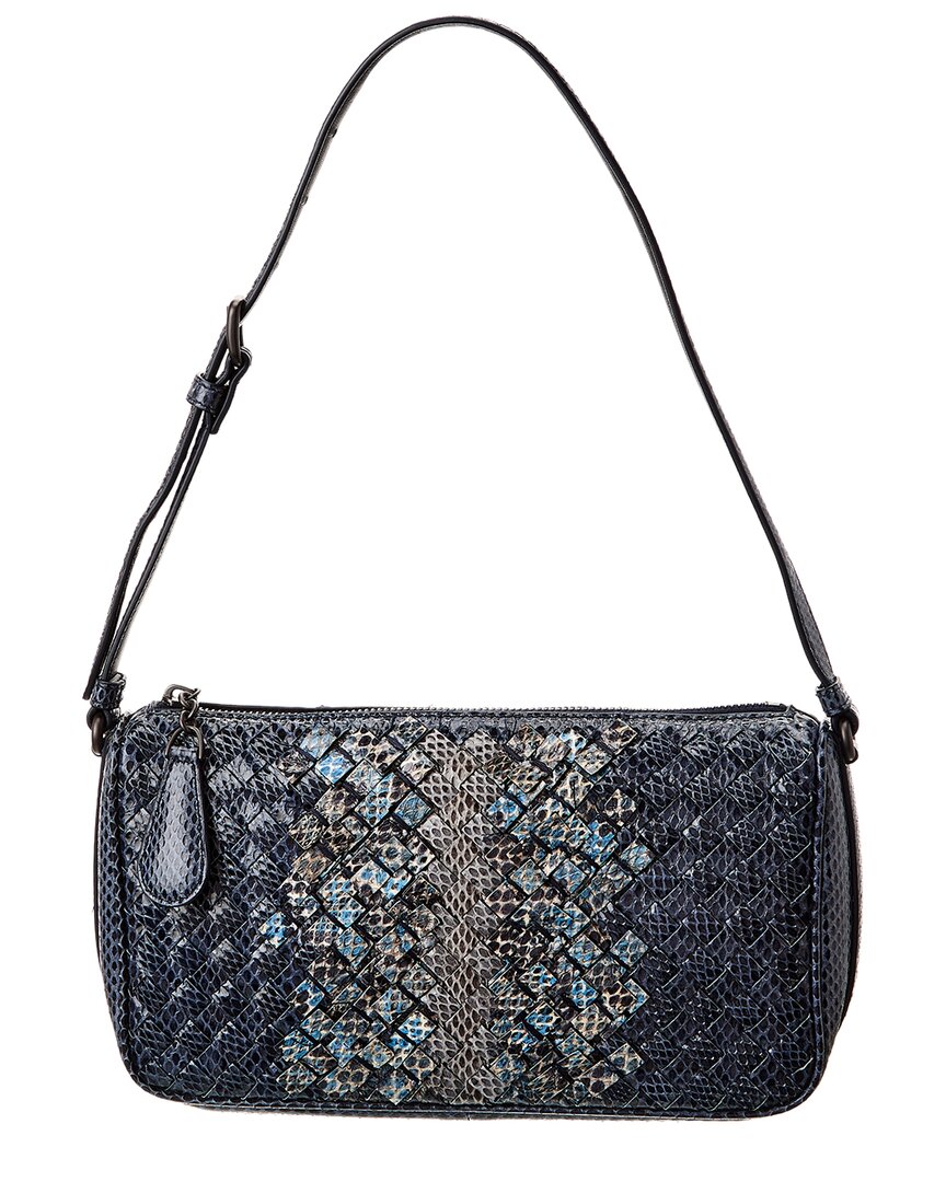 Luxury Bottega Veneta Intrecciato Snakeskin Shoulder Bag