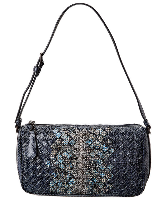 Luxury Bottega Veneta Intrecciato Snakeskin Shoulder Bag