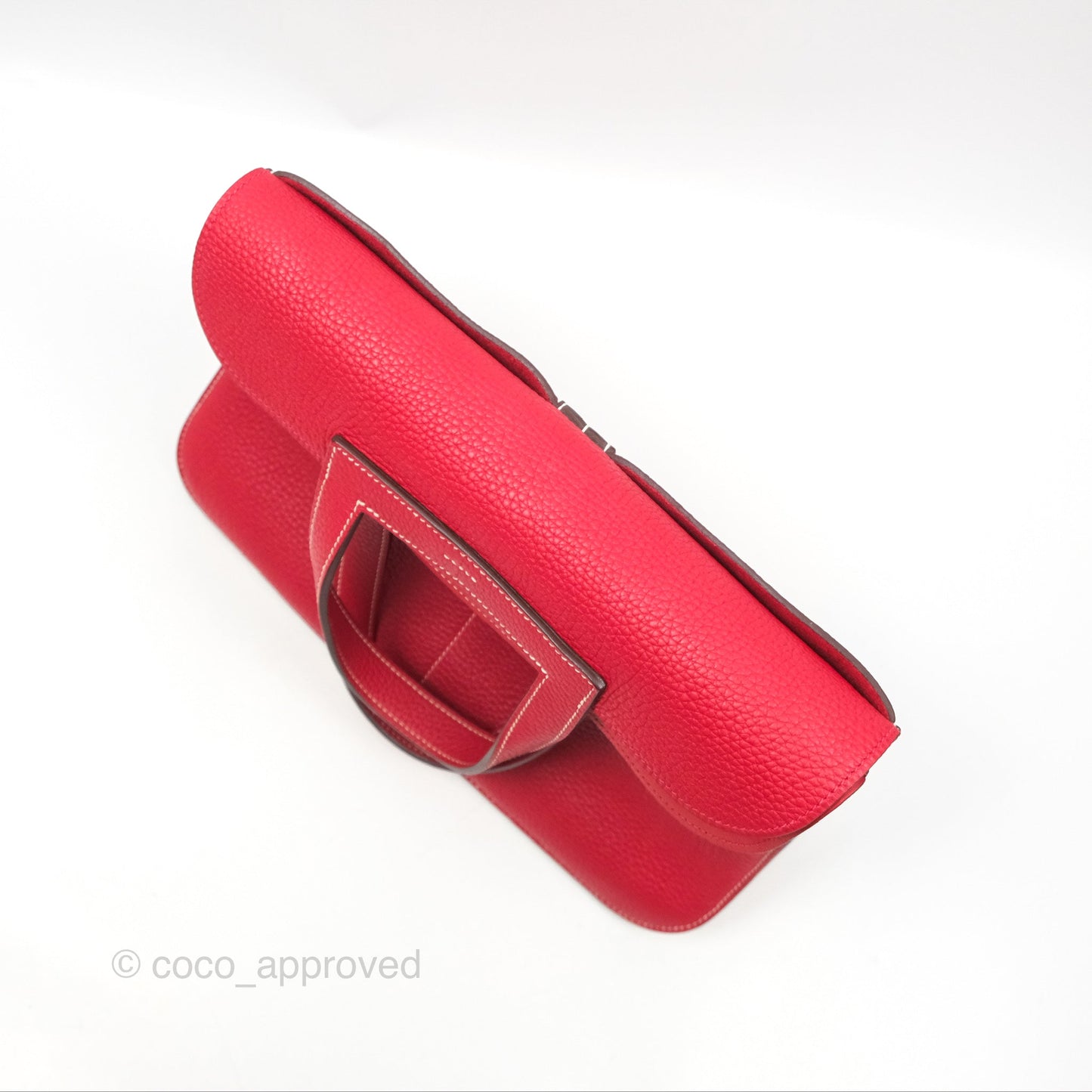 Hermès Halzan 31 Rouge Casque Clemence Palladium Hardware