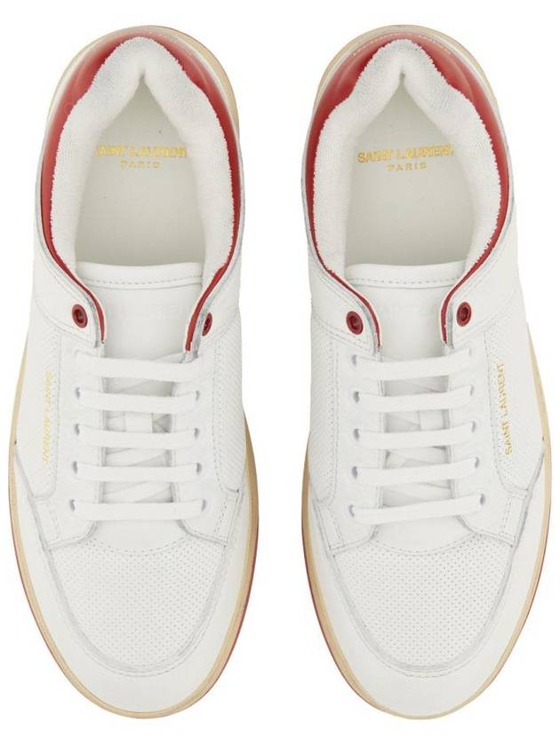 Luxury Saint Laurent Logo Calf Leather Low Top Sneakers White
