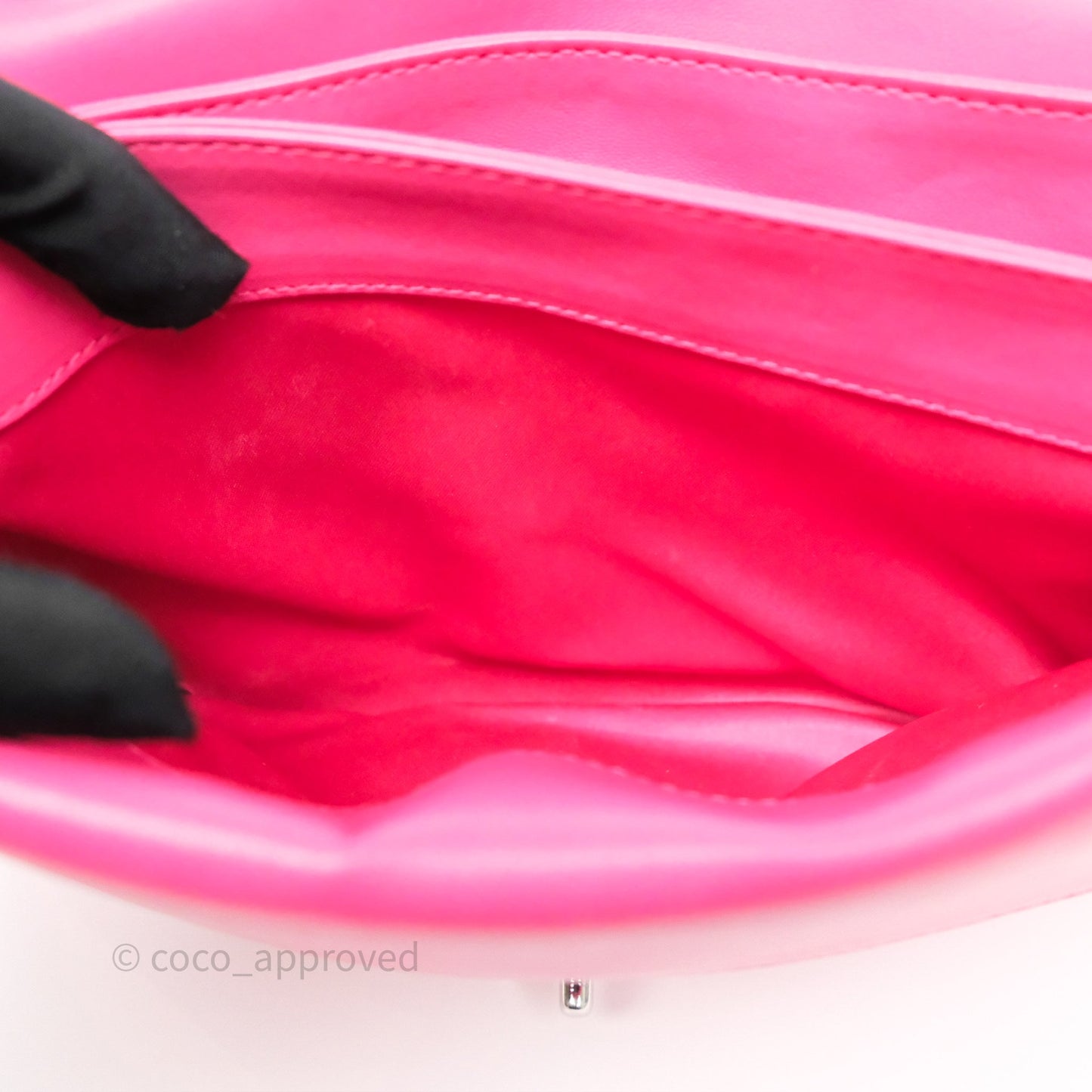Chanel Stitched Double Flap Bag Pink Calfskin Silver Hardware