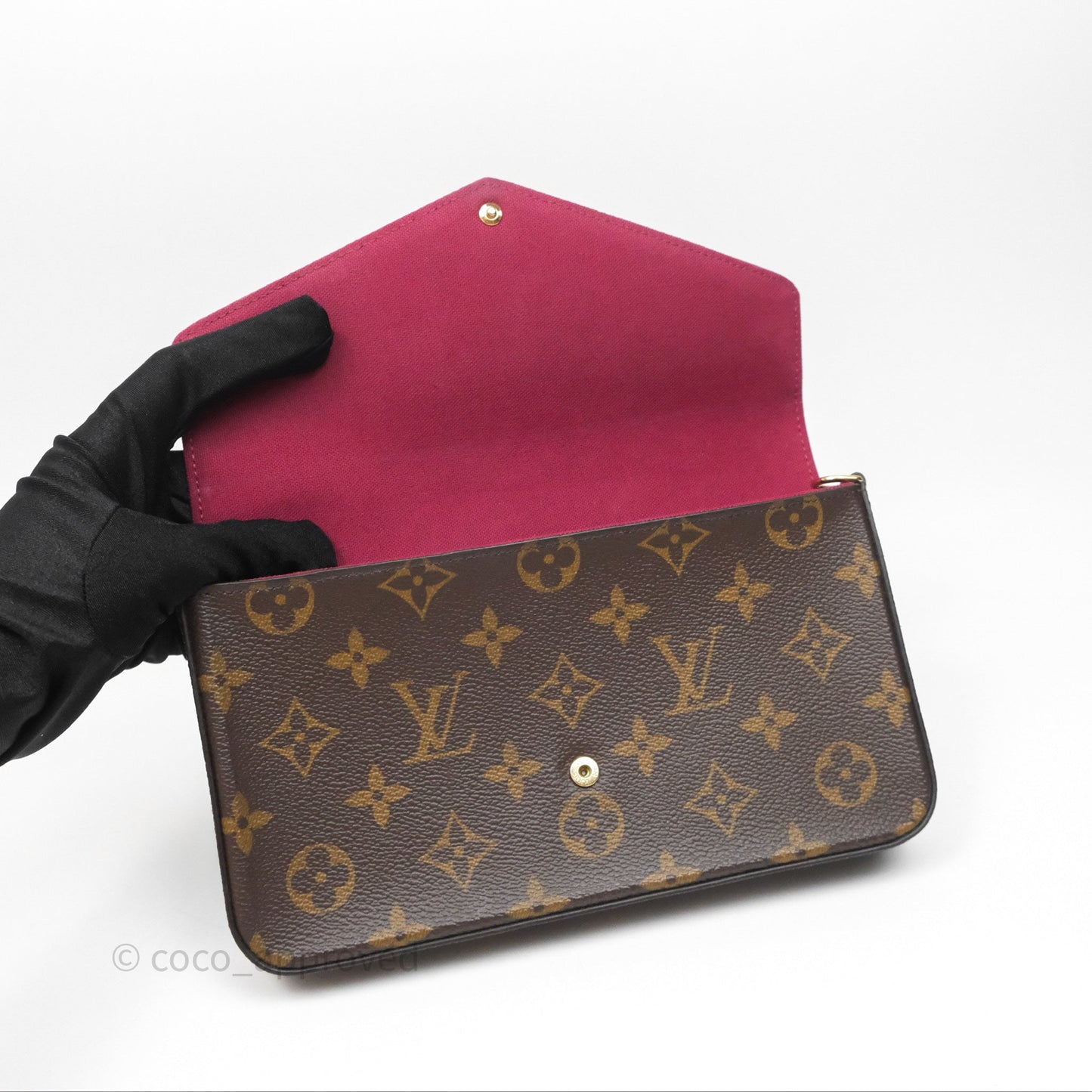 Louis Vuitton Félicie Pochette Clutch Monogram Canvas Gold Hardware
