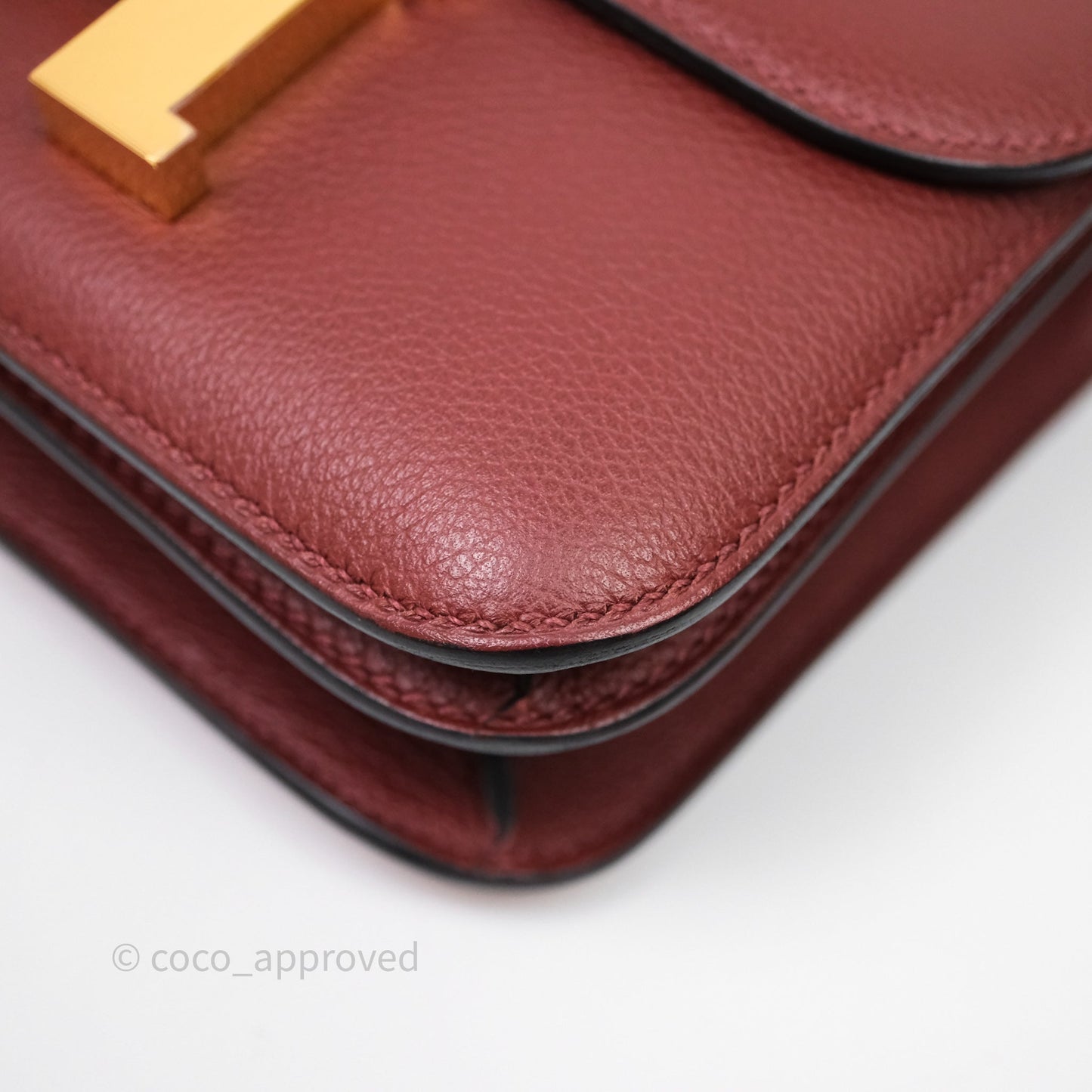 Hermès Mini Constance Rouge H Evercolor Gold Hardware