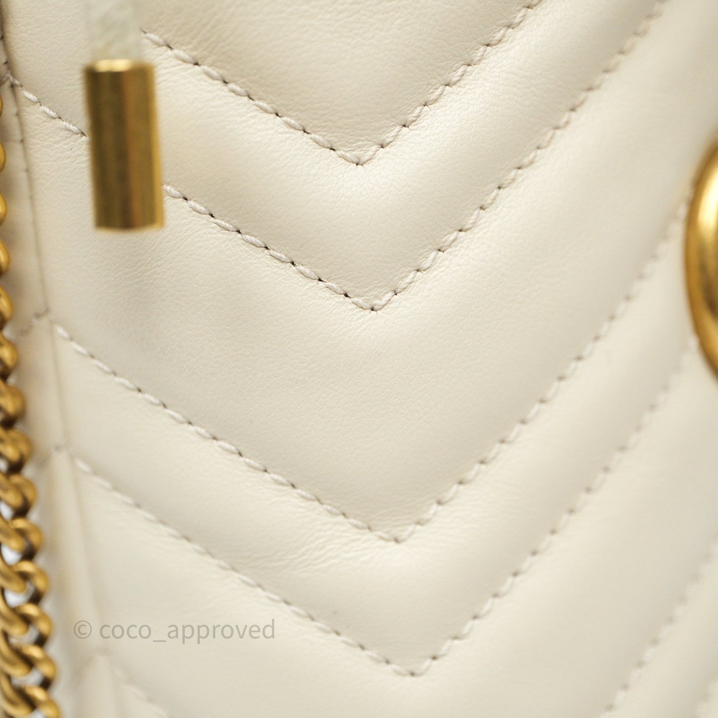 Gucci GG Marmont Mini Bucket Bag Ivory Leather
