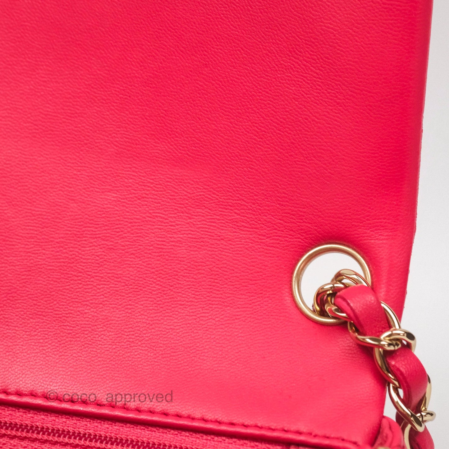 Chanel Mini Square Quilted Red Lambskin Gold Hardware