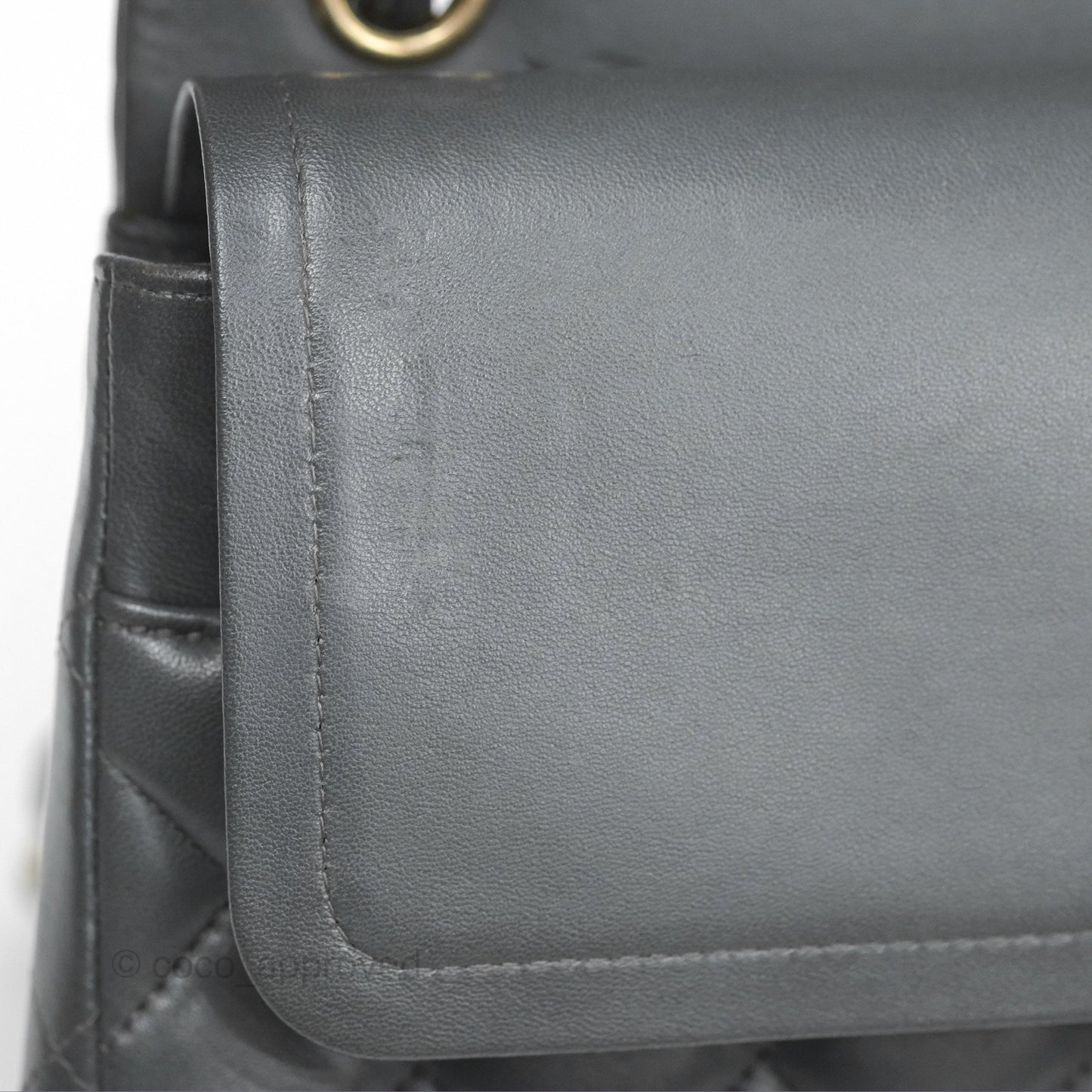 Chanel Jumbo Double Flap Dark Grey Lambskin Brushed Gold Hardware⁣⁣