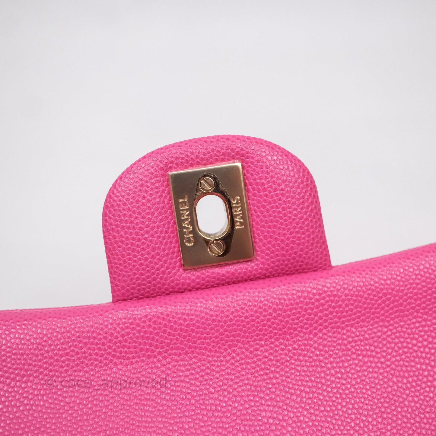 Chanel Classic M/L Medium Flap Quilted Hot Pink Caviar Gold Hardware