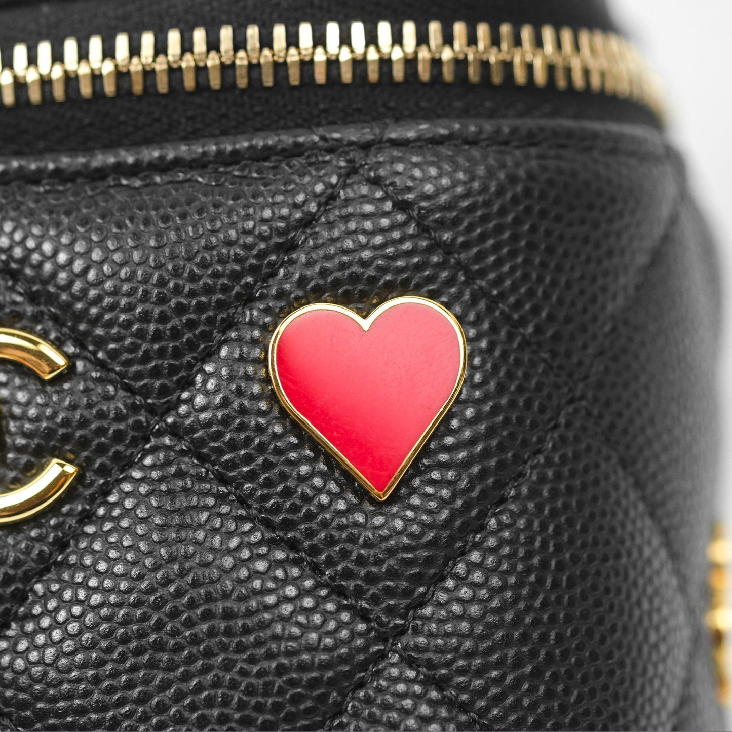 Chanel Mini Poker Vanity With Chain Black Caviar Gold Hardware