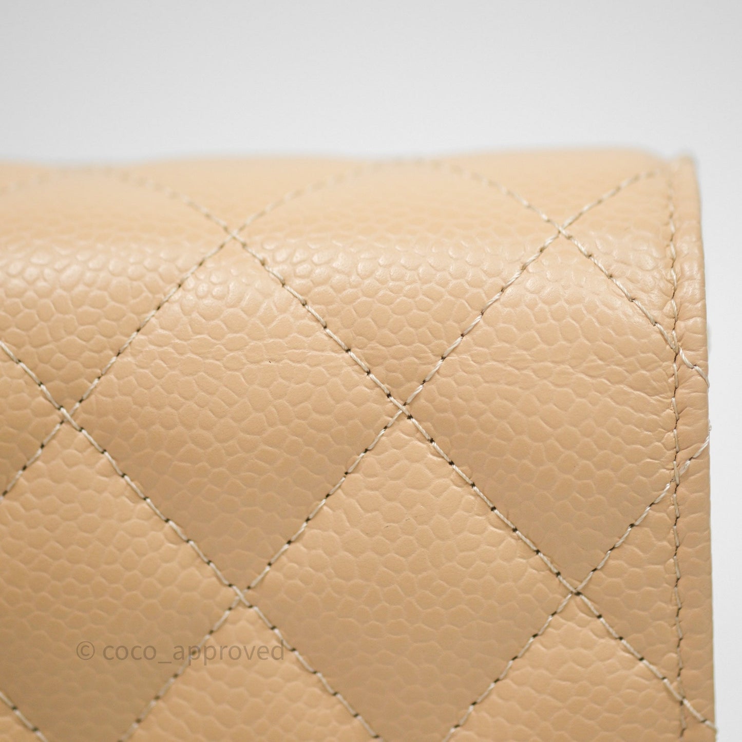 Chanel Quilted Classic Wallet on Chain WOC Beige Caviar Gold Hardware