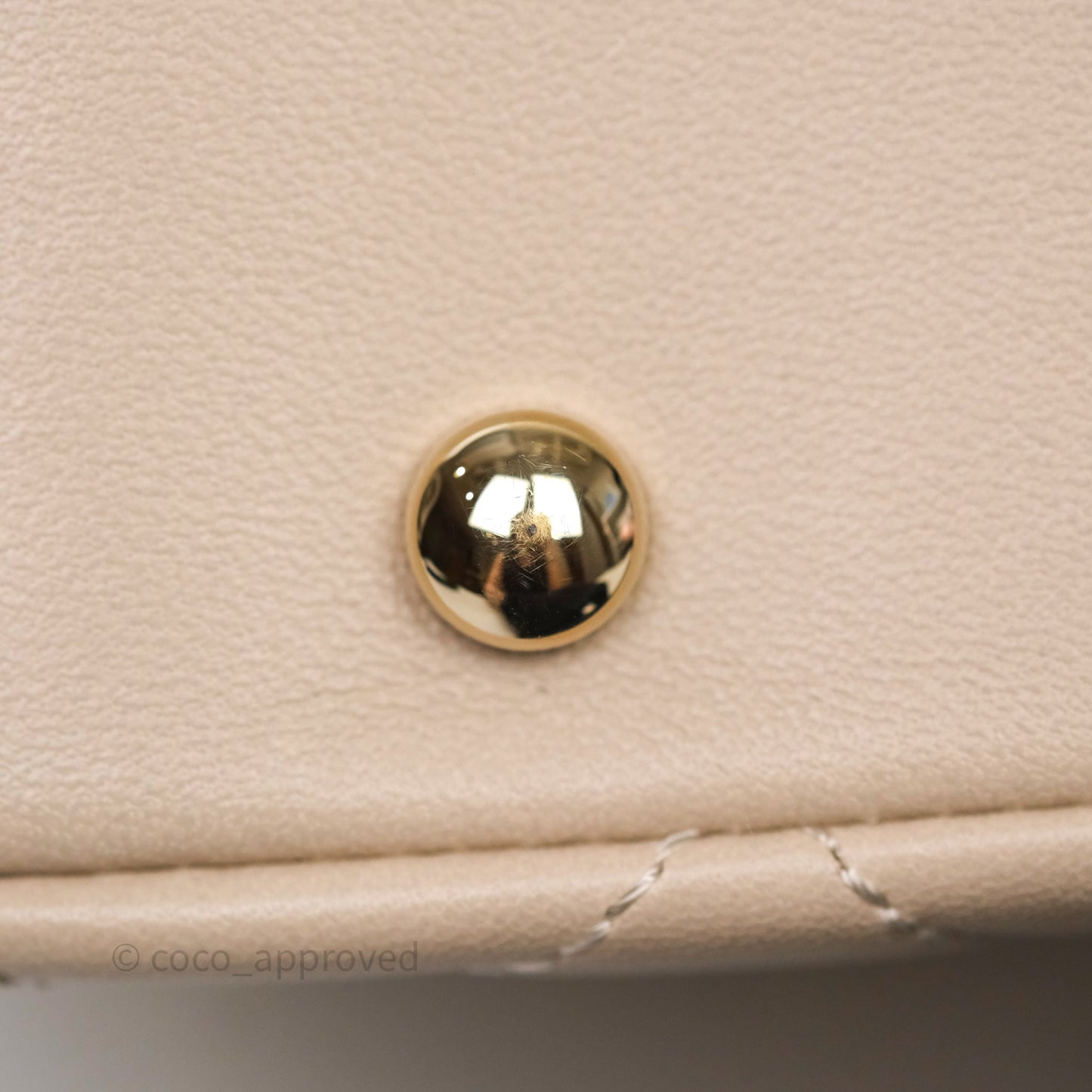 Chanel Quilted Top Handle Carry Chic Bag Beige Lambskin Gold Hardware