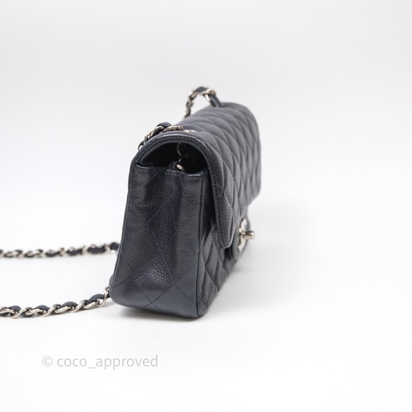 Chanel Mini Rectangular Quilted Dark Navy Caviar Silver Hardware