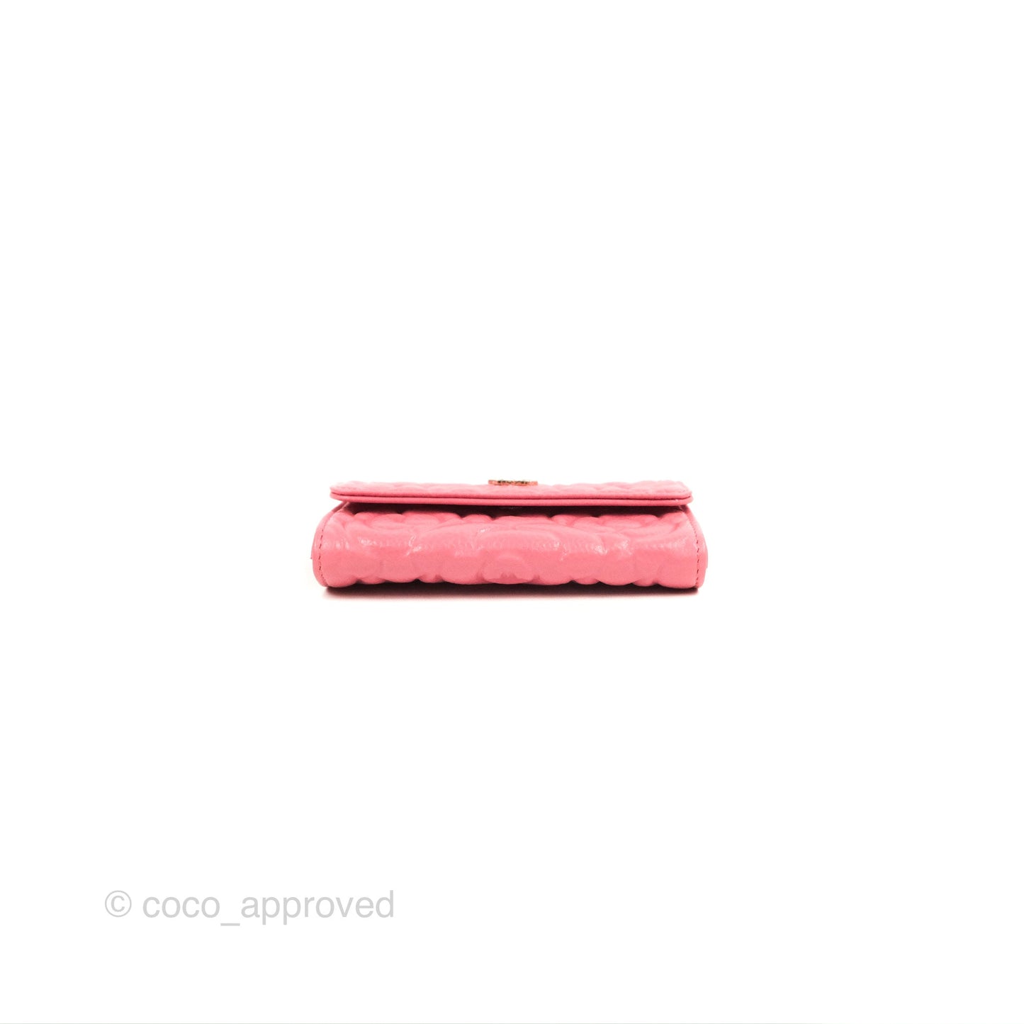 Chanel Camellia Card Holder Pink Caviar Gold Hardware