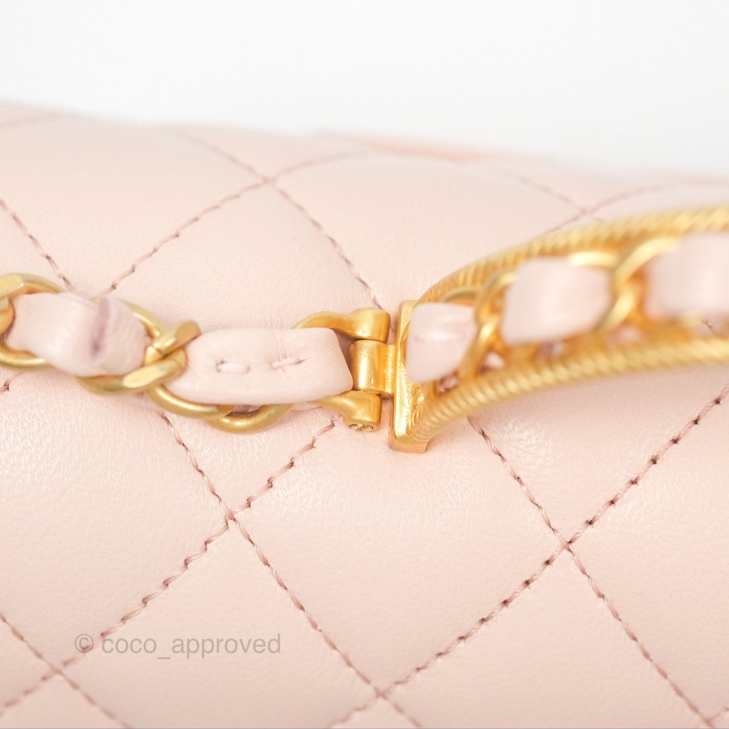 Chanel Top Handle Mini Rectangular Flap Bag Light Pink Lambskin Aged Gold Hardware