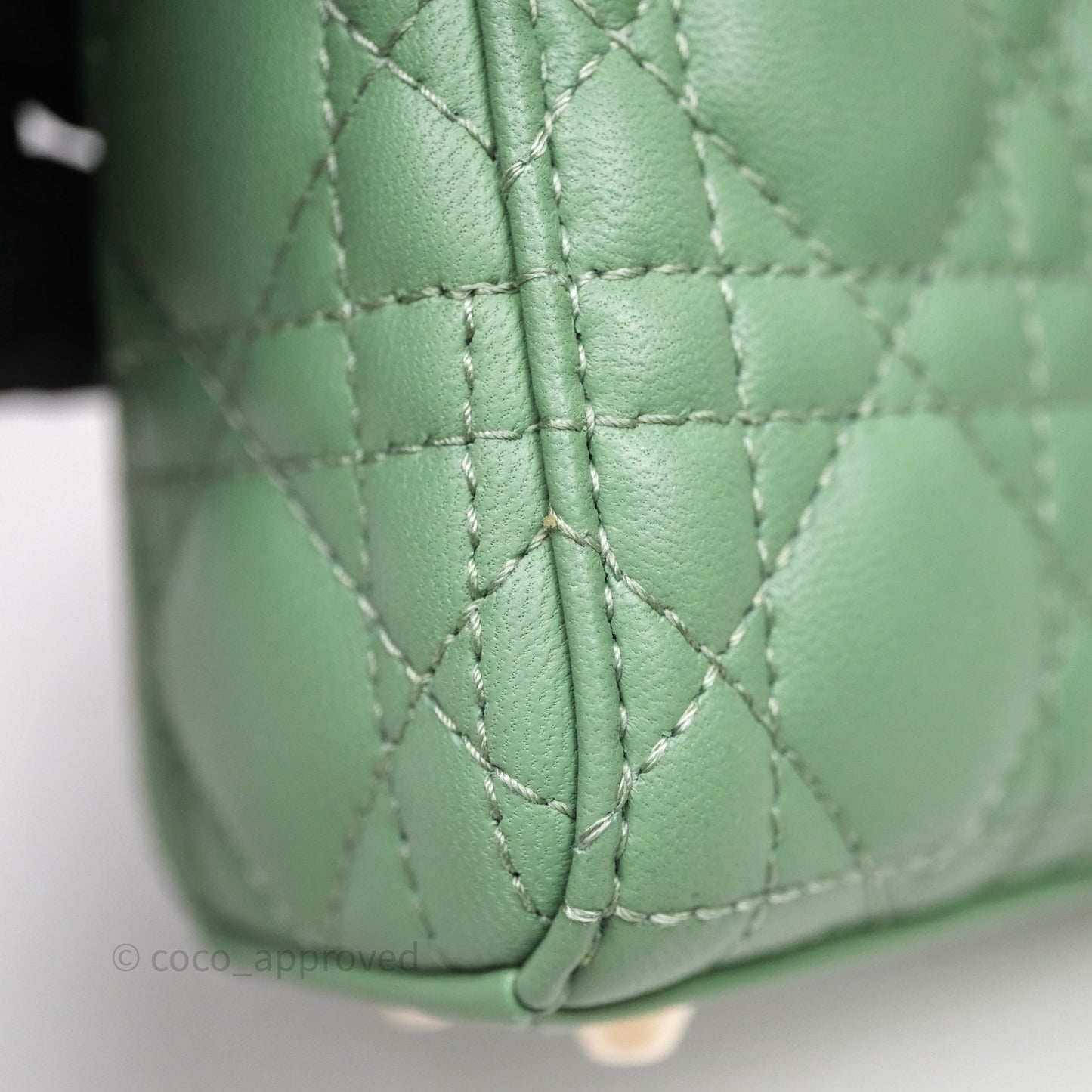 Christian Dior Micro Lady Dior Green Lambskin Cannage Gold Hardware