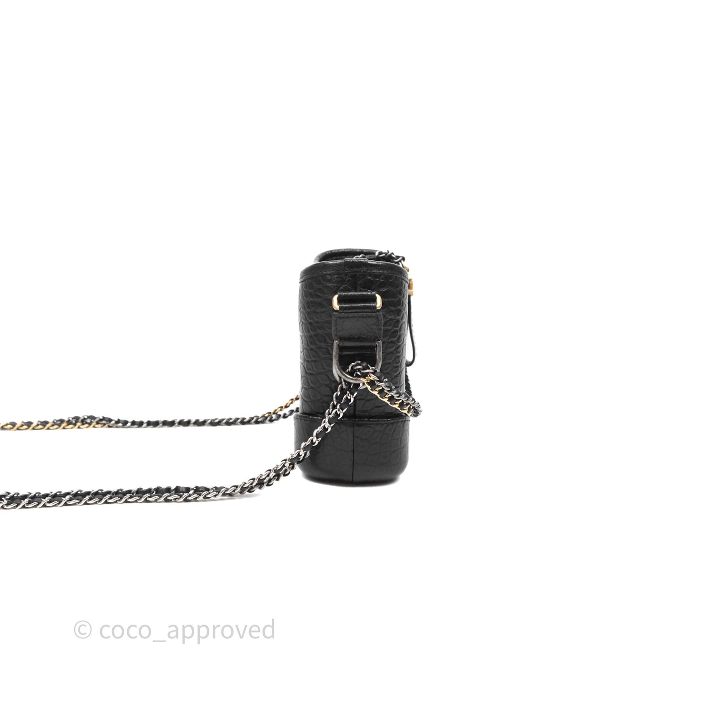 Chanel Crocodile Embossed Calfskin Small Gabrielle Cocodile Hobo Black