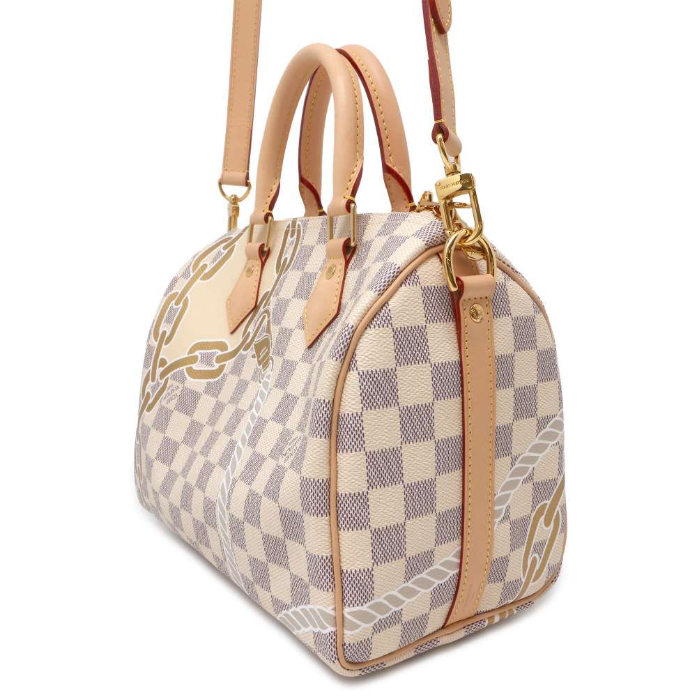 LOUIS VUITTON Speedy Bandouliere Nautical Beige N40473 Damier Azur Size 25
