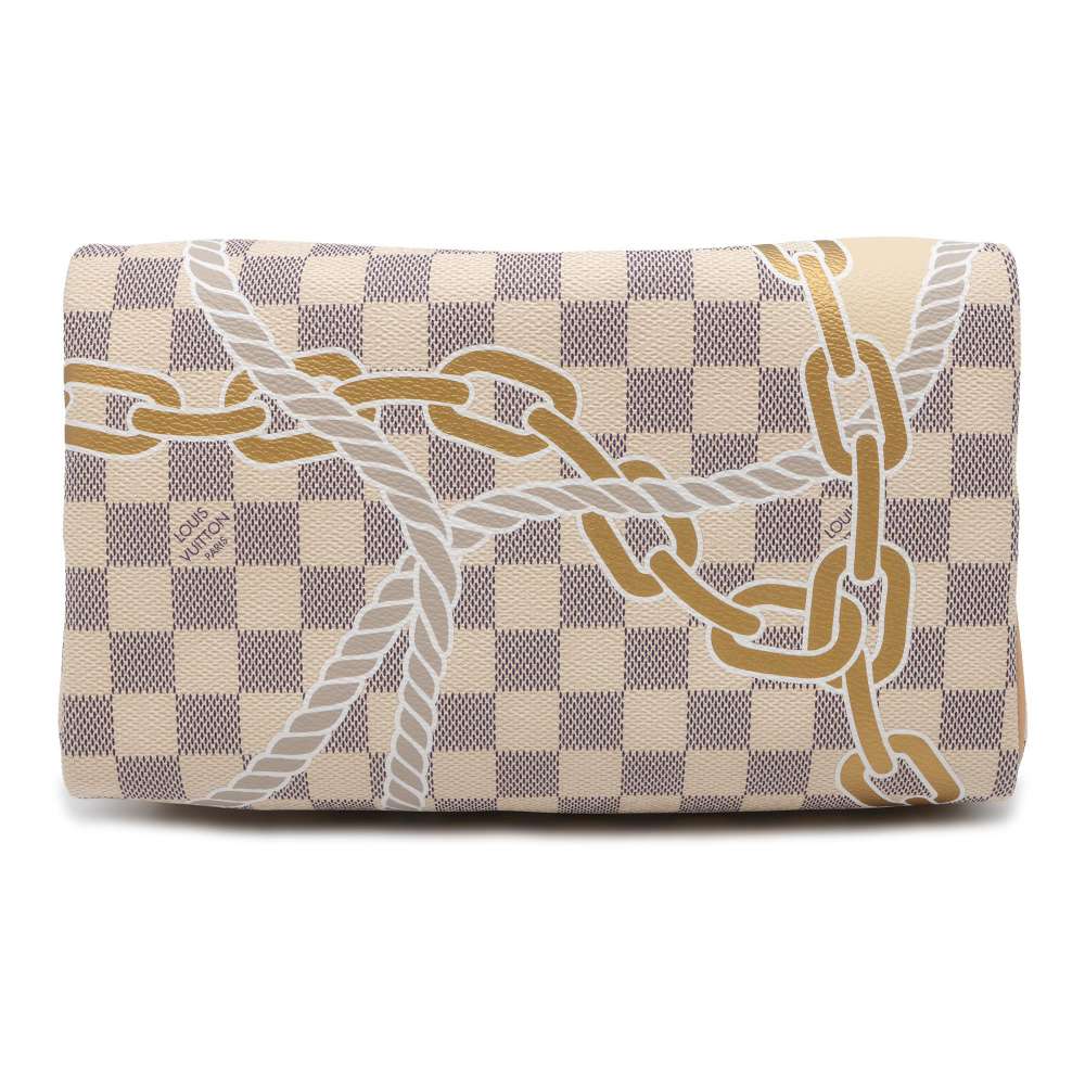 LOUIS VUITTON Speedy Bandouliere Nautical Beige N40473 Damier Azur Size 25