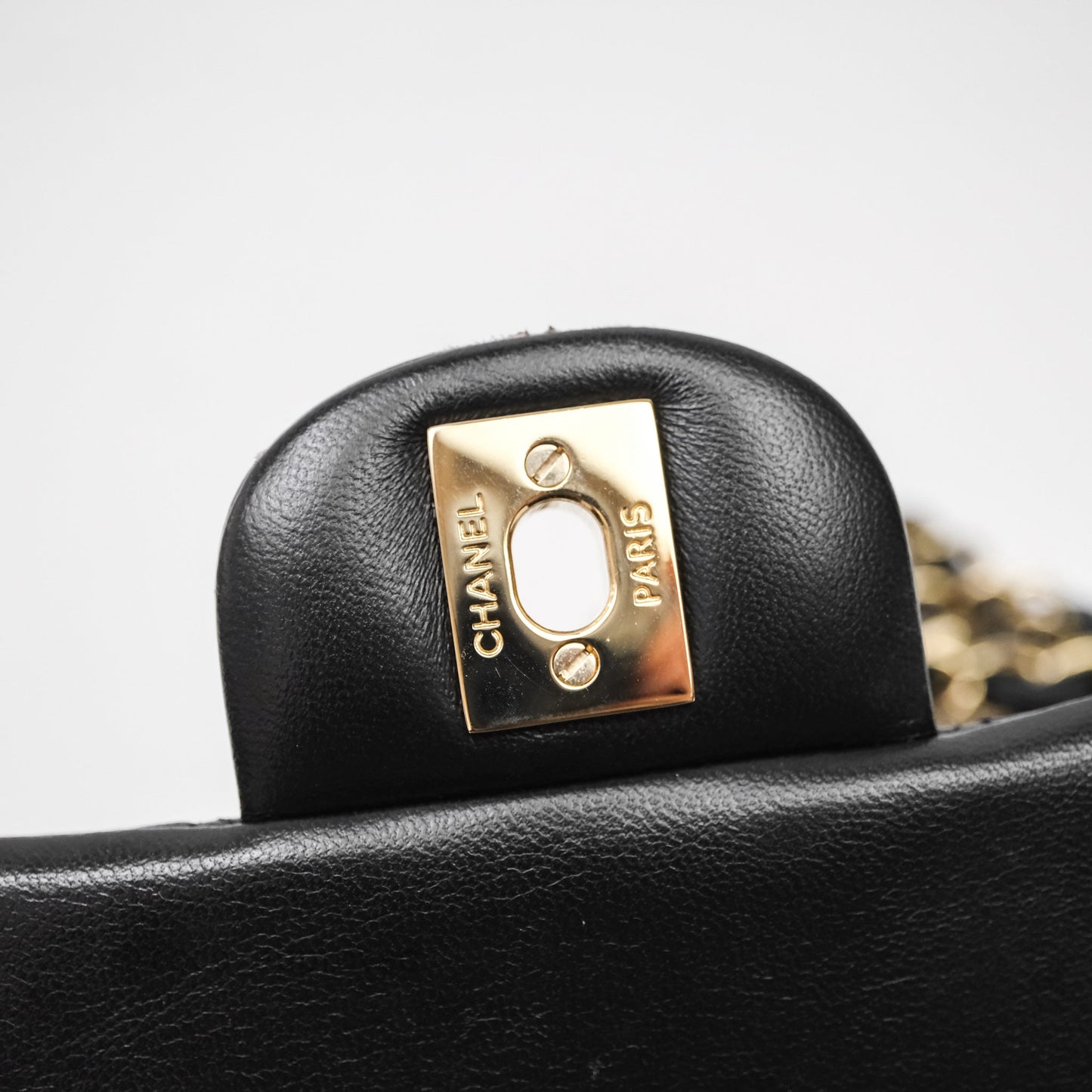 Chanel Mini Square Quilted Black Lambskin Gold Hardware