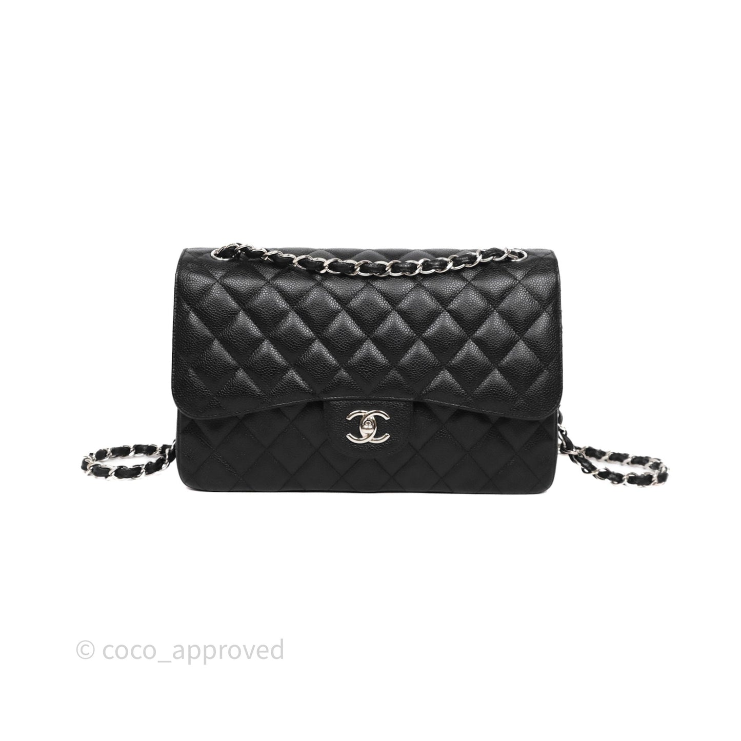 Chanel Jumbo Double Flap Black Caviar Silver Hardware⁣⁣
