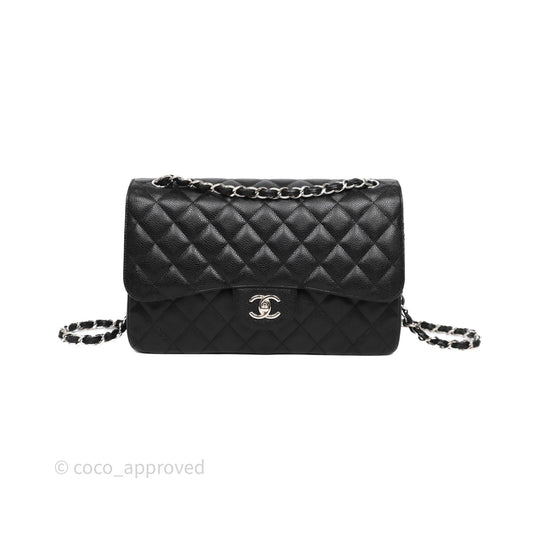Chanel Jumbo Double Flap Black Caviar Silver Hardware⁣⁣
