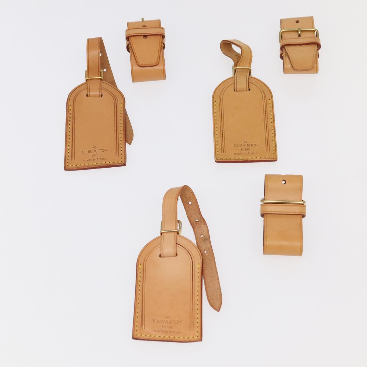 LOUIS VUITTON Powanie Name Tag Leather 10set Beige LV 98149