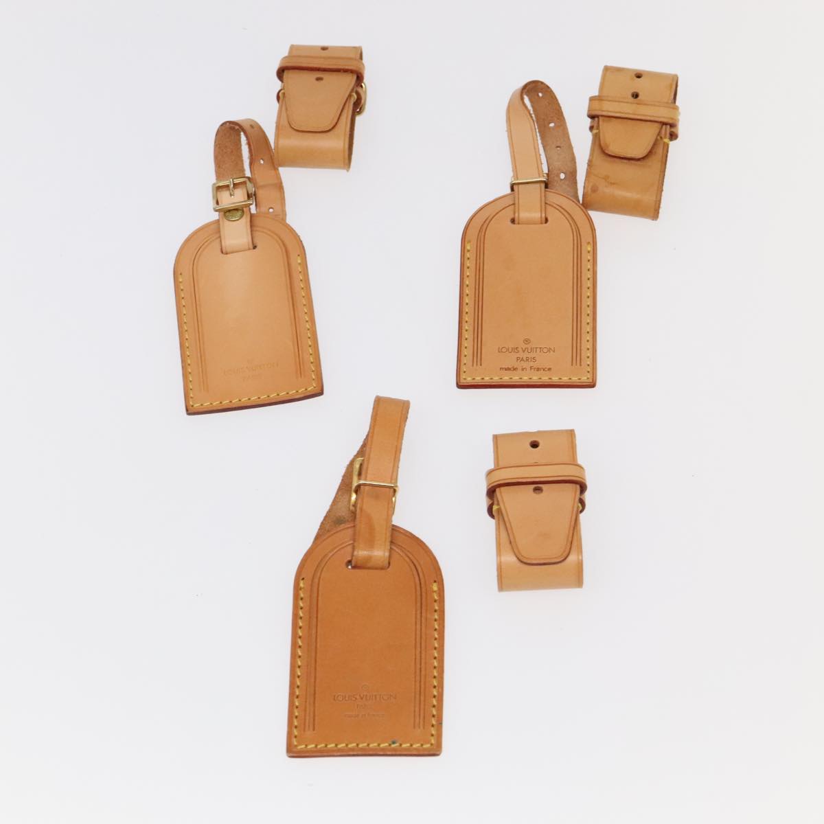 LOUIS VUITTON Powanie Name Tag Leather 10set Beige LV 98150