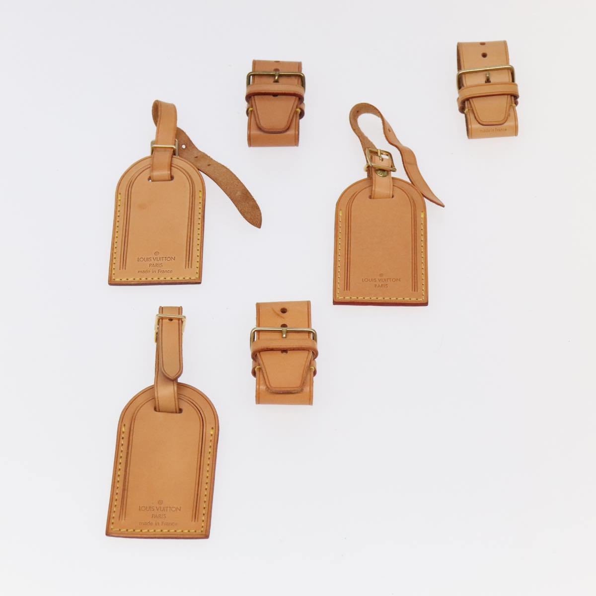 LOUIS VUITTON Powanie Name Tag Leather 10set Beige LV 98150