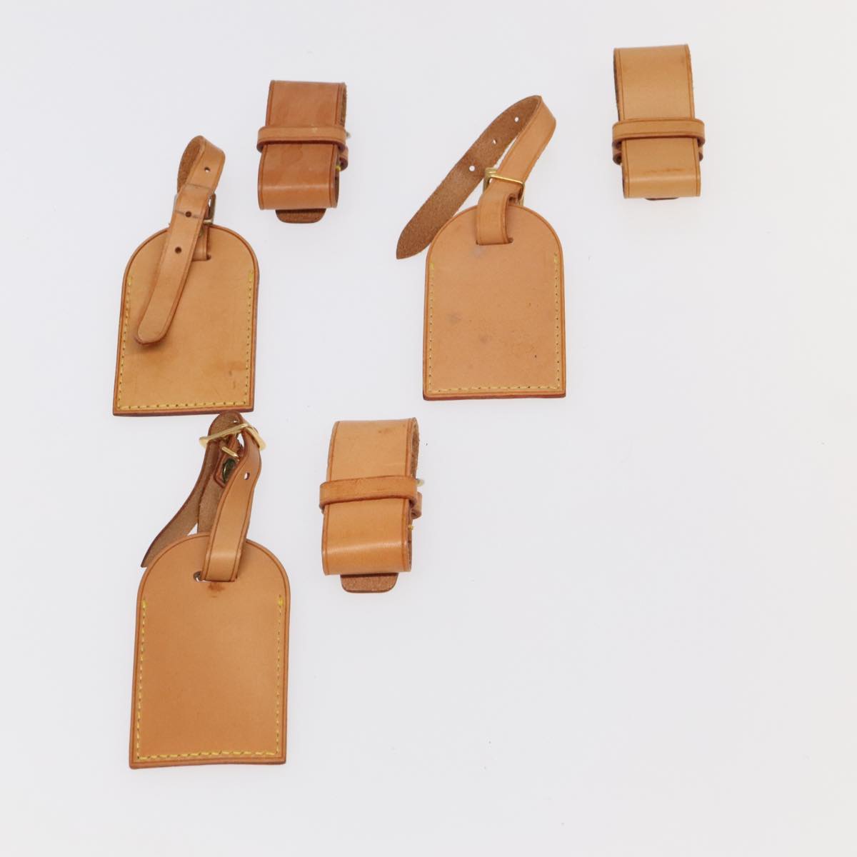 LOUIS VUITTON Powanie Name Tag Leather 10set Beige LV 98150