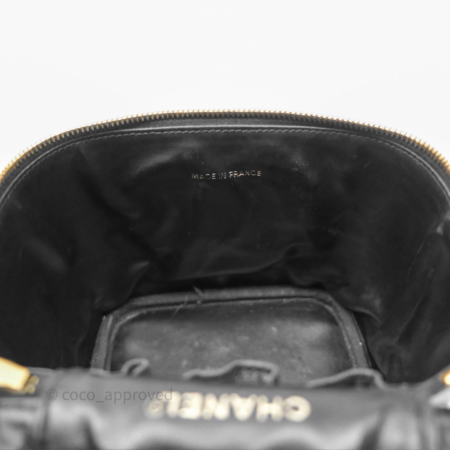 Chanel Vintage Vanity Case Black Caviar Gold Hardware