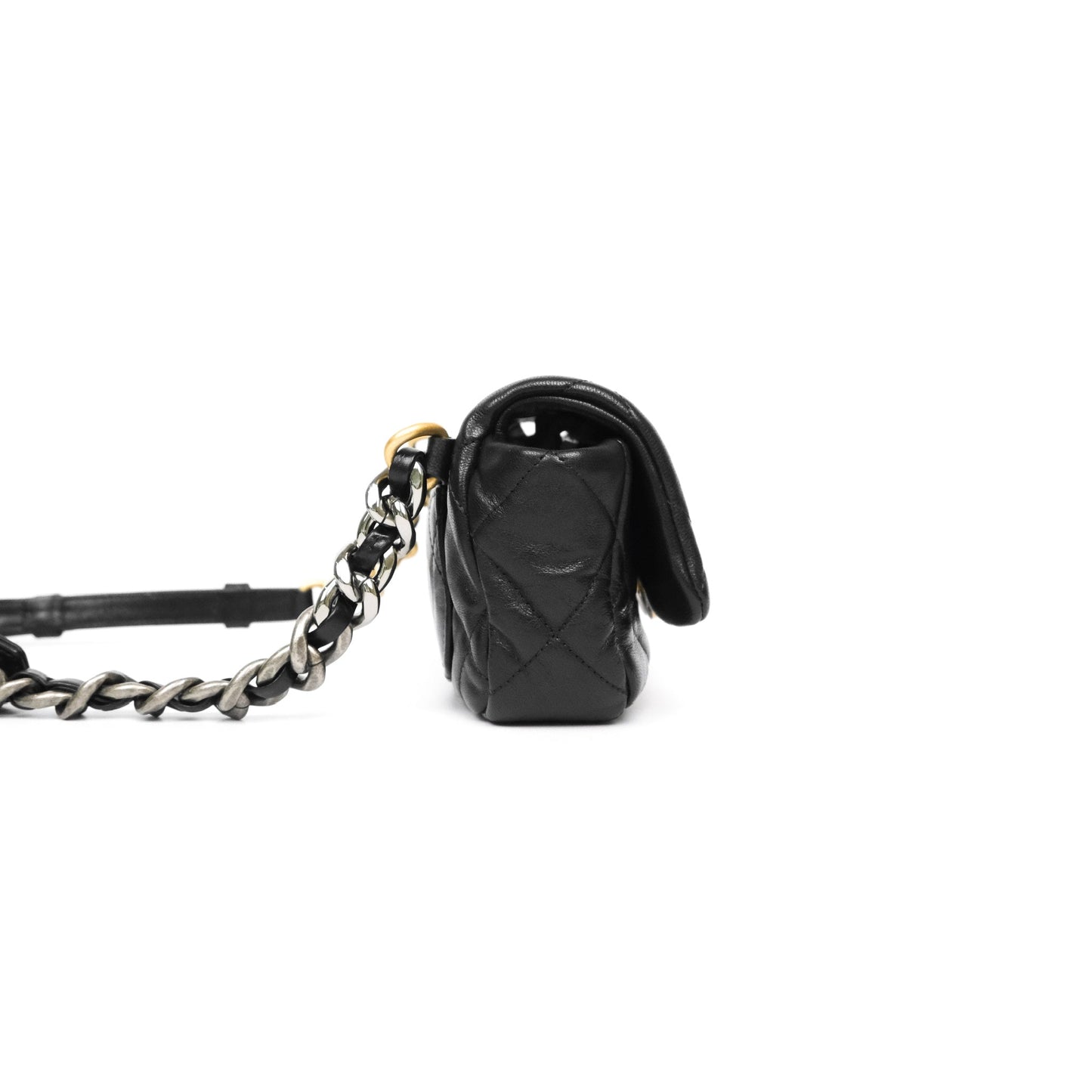 Chanel 19 Waist Bag Black Goatskin Mixed Hardware