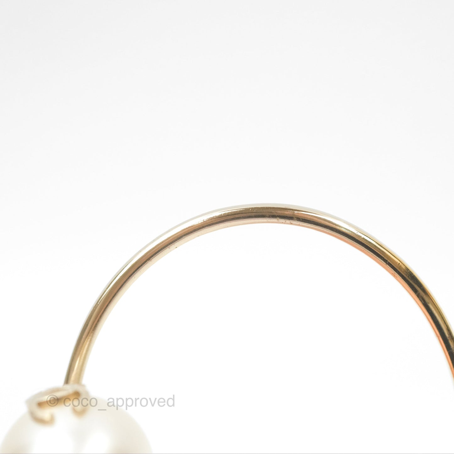 Chanel CC Pearl Bangle Gold Tone 14B