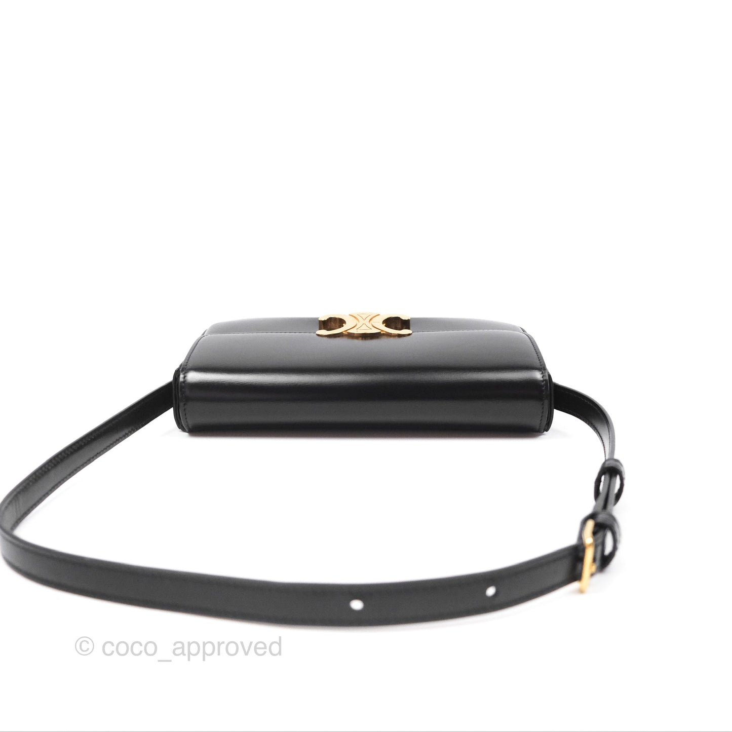 Celine Triomphe Shoulder Bag Black Calfskin